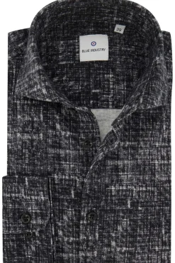 Fashion casual overhemd slim fit zwart geprint katoen Lange Mouw Overhemden|Casual Overhemden