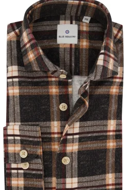 Fashion casual overhemd slim fit blauw stipjes katoen Lange Mouw Overhemden|Casual Overhemden