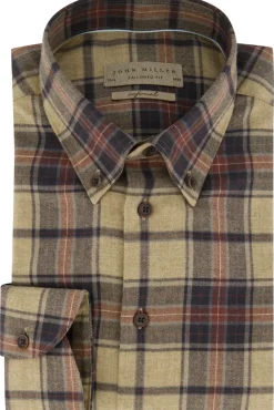New Bruin geruit business overhemd tailored fit normale fit katoen Lange Mouw Overhemden|Casual Overhemden