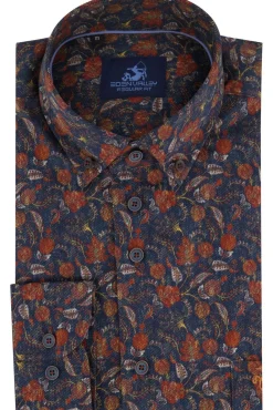 Outlet casual overhemd wijde fit blauw wit geruit Lange Mouw Overhemden|Casual Overhemden