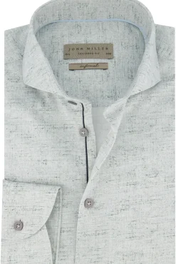 Discount Groen business overhemd tailored fit normale fit geprint katoen Lange Mouw Overhemden|Casual Overhemden