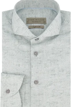 Discount Groen business overhemd tailored fit normale fit geprint katoen Lange Mouw Overhemden|Casual Overhemden