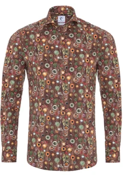 Fashion Overhemd koffie multicolor Lange Mouw Overhemden|Zakelijke Overhemden