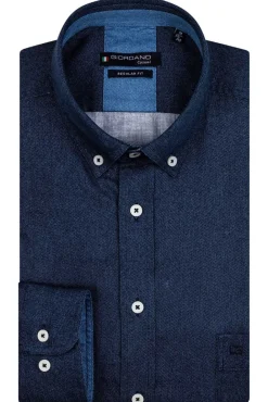 New Regular Fit overhemd donkerblauw Lange Mouw Overhemden|Casual Overhemden