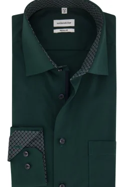 Online casual overhemd normale fit groen effen katoen Lange Mouw Overhemden|Casual Overhemden